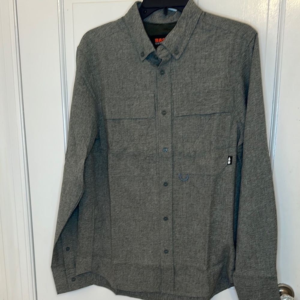 Bass Outdoor Heather Gray Flannel‎ Shirt size S NWT